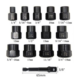 TSUCIA 14 Piece Nut Extractor Socket Set Nut Twister, Nut Extractor Socket for Crushed Bolts, Broken Bolt Extractor Sockets, Bike Car Repair, Easy Furniture Assembly (Set of 14)