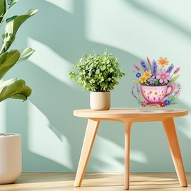 Yunzlly DIY Desktop Diamond Art Painting Kit, Stand Up Gem Painting Ornament for Adults, Acrylic Tabletop Diamond Board Painting, Double Sided (Cup Flower)