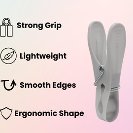 Strong Grip Clothes Pegs 36 Pack | Durable Plastic Laundry Pegs for Washing Line | Blue & Grey Clothes Pins – Weather Resistant Pegs for Drying Clothes Outdoors