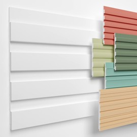 HEXIMO Slat Wall (0.46 m²) Made of XPS - Slats Wall Panels Slat Cladding Acoustic Panels White (1 Panel, HLM-1-03 White) for Painting Living Room Polystyrene
