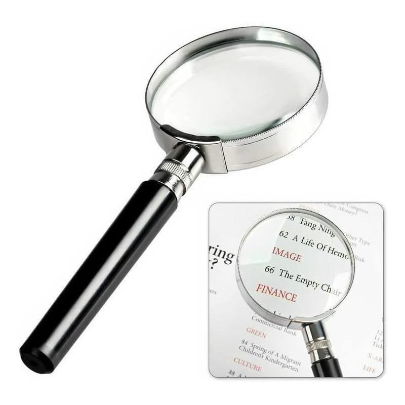 BUBUCAM Handheld Magnifier Reading Magnifier 5X Magnification Ø 75 mm
