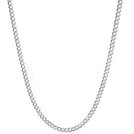 VONALA 3 mm 925 Sterling Silver Cuban Curb Link Chain Chain Silver Chain for Men Women Boys, Sterling Silver, No information