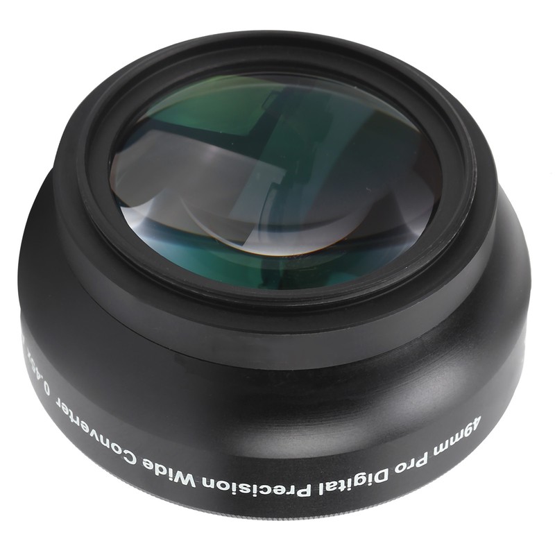 Optical Glass 0.45x WideAngle Black Additional Lens for 49mm Camera