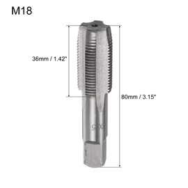sourcing map Metric Hand Tap M18 Thread 1.5 Pitch 4 Straight Flutes H2 Alloy Tool Steel Bottom & Taper Screw Tap Set Tapping Tools for Repairing 1 Pair