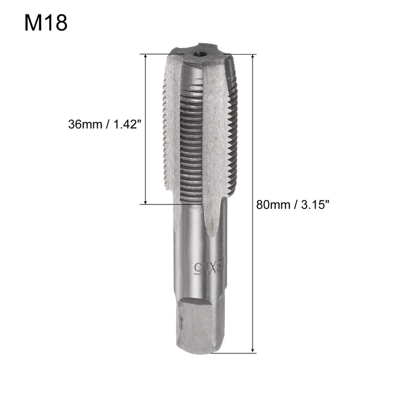 sourcing map Metric Hand Tap M18 Thread 1.5 Pitch 4
