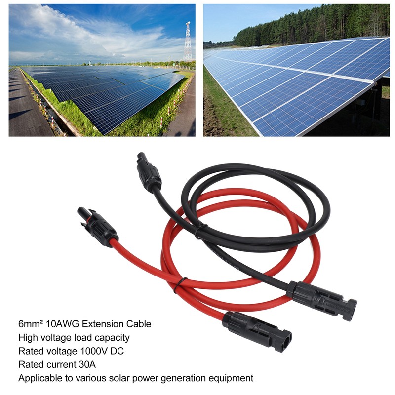 2Pcs Solar Panel Extension Cable 10AWG 6mm² Solar Extension Cable