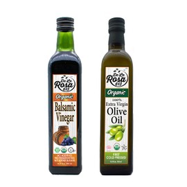 De La Rosa Organic Balsamic Vinegar & Organic Extra Virgin Olive Oil, 100% Pure, Vegan, Kosher, Non-GMO & Gluten Free, Great for Salad Dressings, Marinades & More 16.9 Oz (Pack of 2)