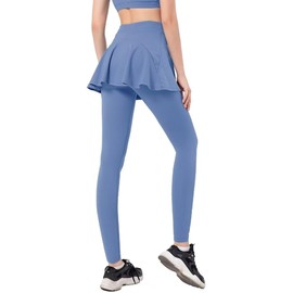 SPEED MATE Leggings with Skirts for Women Women Tennis Skirted Leggings with Pockets Athletic Pleated Skirts with Leggings Workout Active Golf Skort Blue M