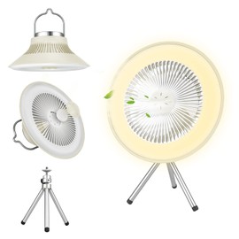 Tentock USB Ventilator Akku, Mini Ventilator Leise mit Licht & Haken, 3 Geschwindigkeiten Tragbare Ventilator klein Mit Aromatherapie-Tabletten für Camping Freien Hause Büro (weiß)