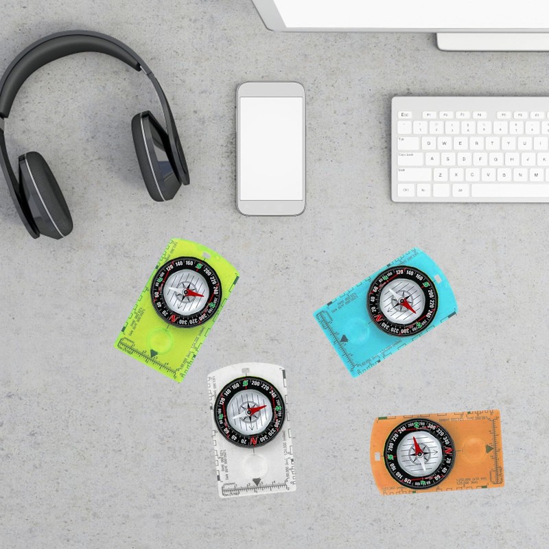 4 Compasses for Navigation, Adjustable Declination, Magnifier, Ruler and Scale,