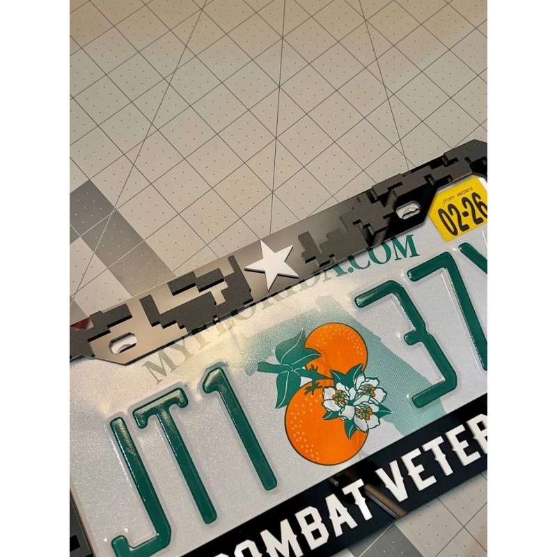 plate frame COMBAT VETERAN Black License Plate Frame Cover, Frame,