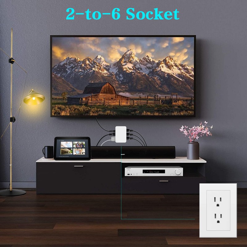 FiiMan 6 Outlet Wall Adapter, UL Listed 3-Prong Grounded Outlet