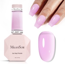 MelodySusie Jeweliver Gel Nail Polish, 0.5Fl Oz Pink Puprle Jelly Gel Polish Sheer Translucent Nude Soak Off UV LED Light Cure Spring Summer Colors Manicure Nail Art DIY at Home JM07