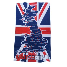 Great Britain Map Union Jack Flag Tea Towel United Kingdom Souvenir Gift UK GB