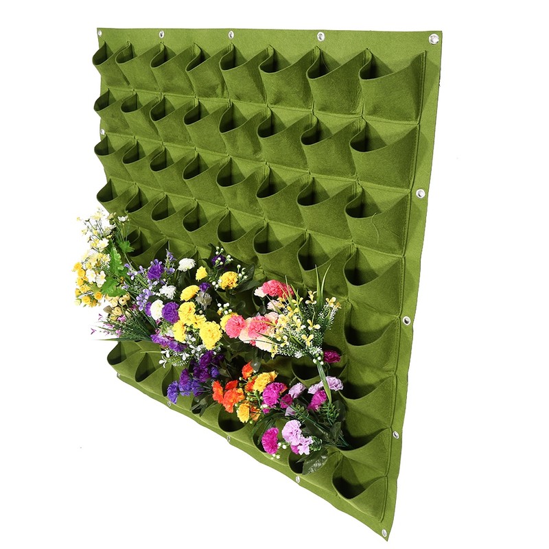 64 Pockets Vertical Outdoor Garden Felt Plants Flower Growing Bag