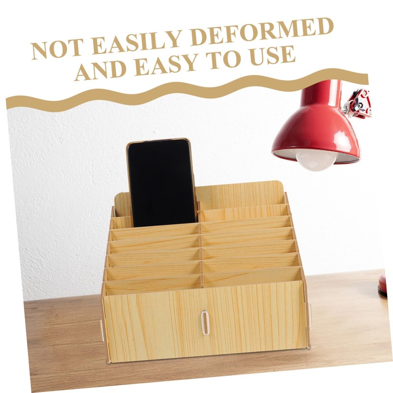 MAGICLULU Wooden Cell Phone Organizer with Compartments Multifunctional Desktop Storage