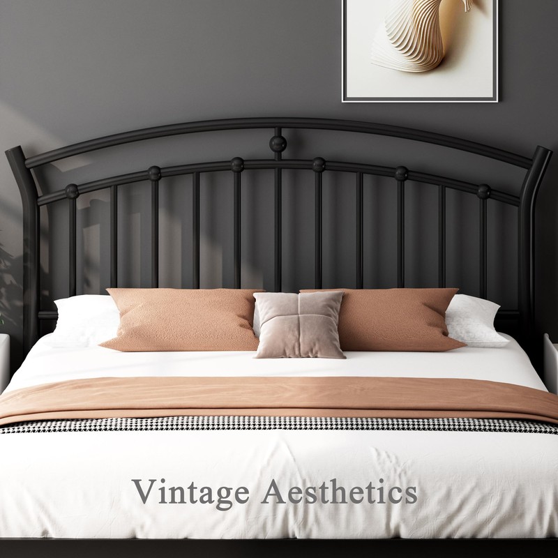 Feonase Queen Black Bed Frame, Heavy-Duty Metal Bed Frame with