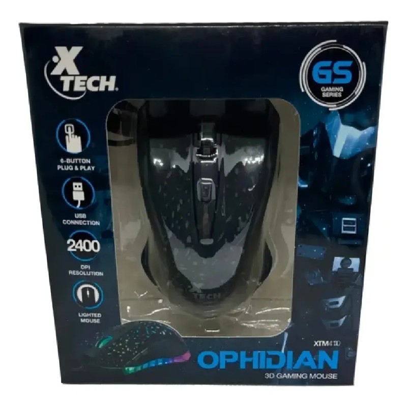 Mouse Gamer Xtech Ophidian 2400dpi 6 Botones Led Xtm-410 Color
