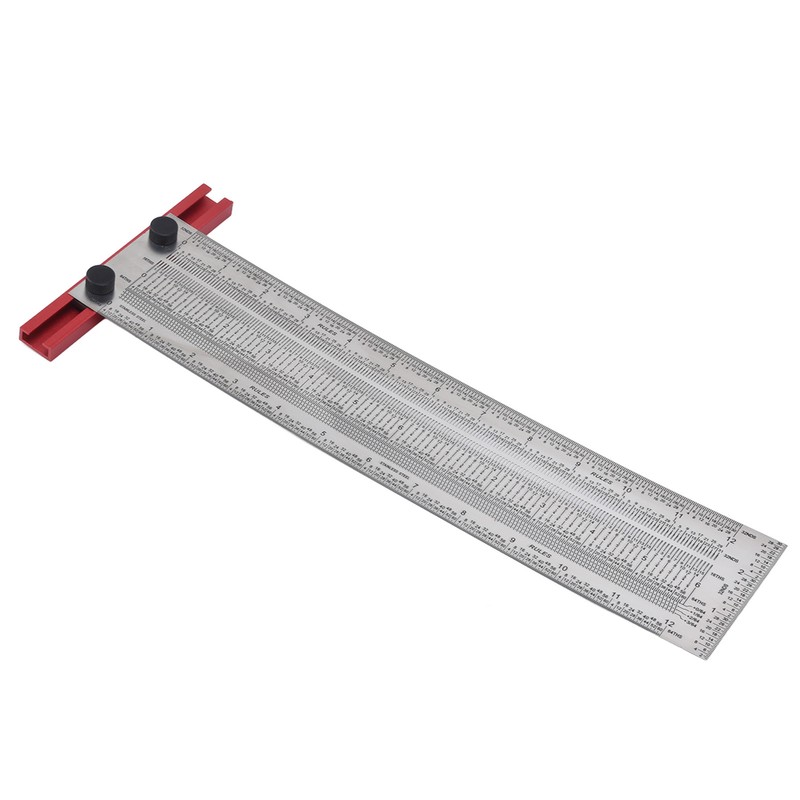 T Rule Stainless Steel Silver Scribing Ruler Woodworking Measuring Tool