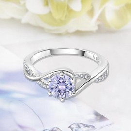 CARICY Women Ring,925 Sterling Silver Infinity Promise Ring Alexandrite June Birthstone Jewelry Ring for Women Engagement Ring Size 10