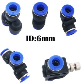 Pneumatic Connector, CESFONJER 18 Pieces Air Push Quick Fittings Kit, for 6 mm PU/PE/Nylon Pipe (Y+T+L+I Type + Pipe Throttle Valve Combo)
