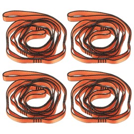 PATIKIL 59 Inch Daisy Chain Straps, 4 Pack Strong Climbing Strap Adjustable Nylon Chain Sling with 8 Loops for Aerial Yoga Hammock Swing, Orange