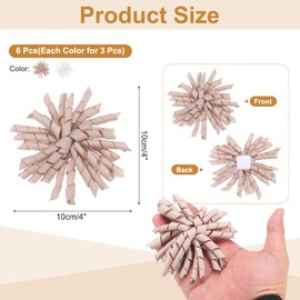 MECCANIXITY 4" Curly Bows for Gift Wrapping, 6 Pcs Self Adhesive Twist Tie Grosgrain Ribbon Bow for Treat Bag Christmas Birthday Gift Box Party Favors Decor, White/Light Pink