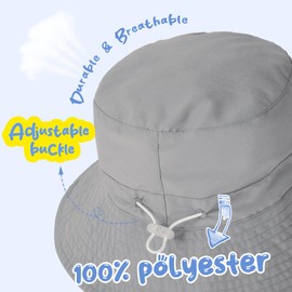 FURTALK Baby Sun Hat Toddler Boys Girls Bucket Hat for Kids UPF 50+ Sun Protective Child Summer Beach Caps, Grey, 0-6 Months