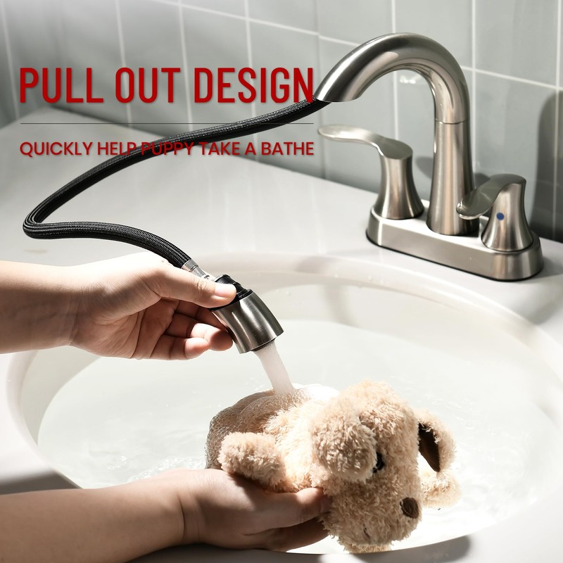 FROPO Bathroom Faucet with Pull Out Sprayer, 4 Inch 3