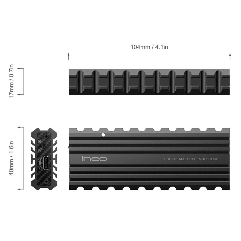 Ineo M.2 NVMe (PCIe) SSD USB 3.2 Gen 2 Tipo