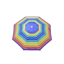 Nautica 7ft Rainbow Stripe Beach Umbrella - UPF 50 - New