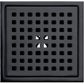 RANDOM Matte Black Square Shower Drain 6 Inch Drain Cover 304 Stainless Steel Tiled Insert Floor Drain Grate with Removable Hair Strainer,6" Black Shower Drain