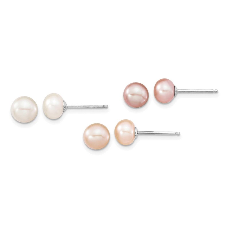 White, Peach and Purple Freshwater Cultured Pearl Set