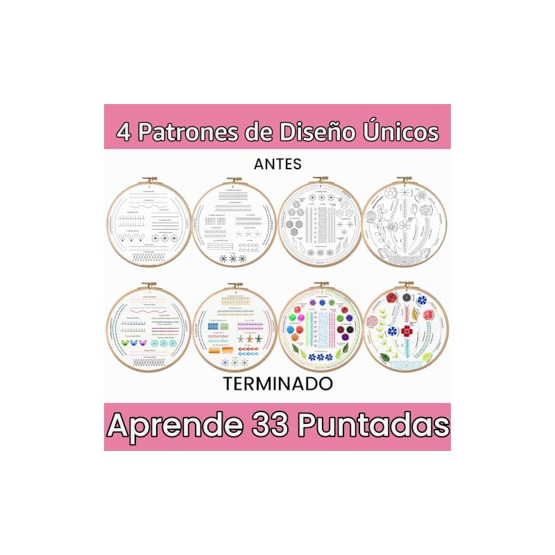 Moni Crafts - Kit de bordado de 4 juegos para