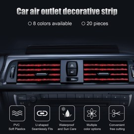 PYHLVCLF 20 Pieces Universal Car Air Conditioner Vent Trim Decoration Strip Accessories, Waterproof Flexible Shiny Auto Car Vent Interior Accessories for All Air Vent Outlet, Car Interior Acessories