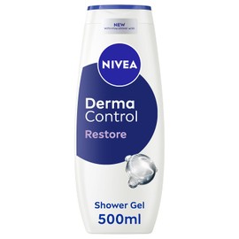 NIVEA Derma Control Restore Shower Gel 500ml, Moisturising Body Wash with Hyaluronic Acid and Vitamin E, Ideal for Sensitive Skin, Hypoallergenic Fragrance
