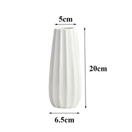 White Ceramic Ribbed Vases Decorative Flowers Vase Home Decor Centerpieces for Wedding Dinner Table Office Bedroom