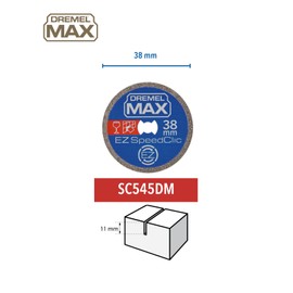 Dremel MAX High Performance Cutting Wheel (SC545DM) Diamond Coated Cutting Disc with EZ SpeedClic System, 38mm, Max Life Durability