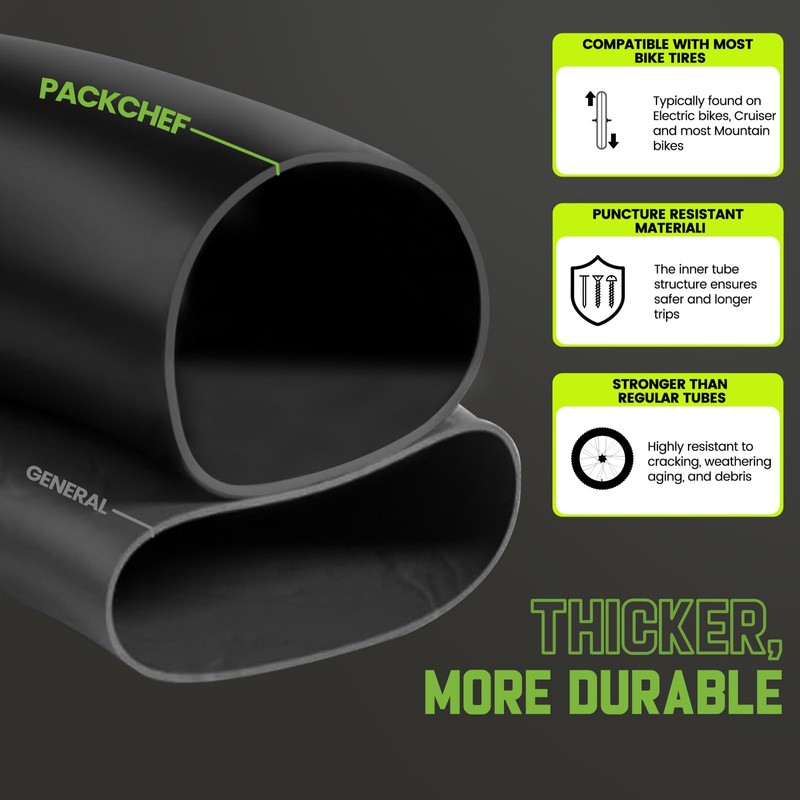 PAKCHEF 2 Pack 20x3 Bike Tube, Heavy Duty Butyl Rubber