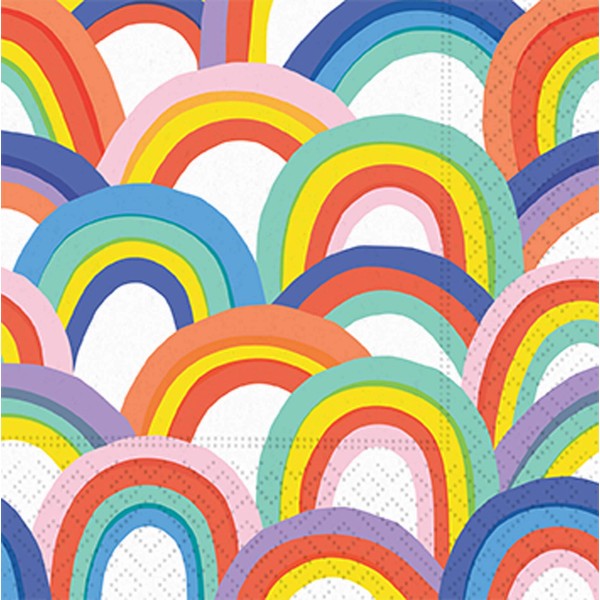 Servilletas decorativas de papel para cócteles, desechables arcoíris para fiestas, bebidas, 12,7 x 12,7 cm, paquete de 40
