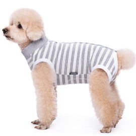 Paipeper Dog Surgery Recovery Suit,Female Male Puppy Shirt,Dog Spay Neuter Onesie,E-Collar Cone Alternative,Abdominal Wound Protector,Prevent Licking Wound(Gray White Stripe-s)