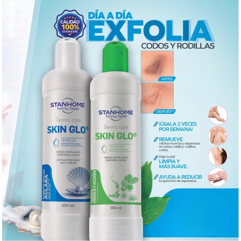 Skin Glo Concha Nacar Stanhome, 300 ml. Crema exfoliante Corporal