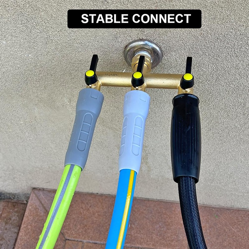 HQMPC Hose Splitter Garden Hose 3 Way Valve Brass Hose