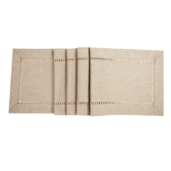 Handmade Hemstitched Natural Rectangle Lace Table Runner, Dining Buffet Table