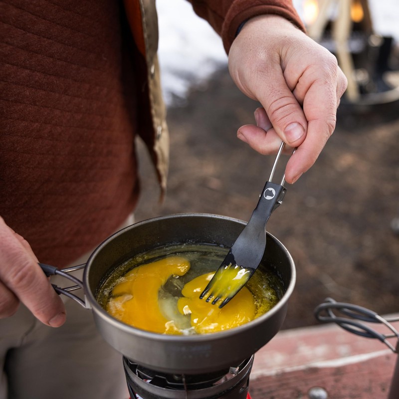 Explorer Bear Black Titanium Foldable Camping Utensil Set, 3 Pieces