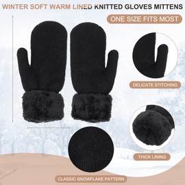 Eohak Women Men Winter Gloves Warm Lining - Winter Knitted Mittens Gloves Cold Weather Gloves