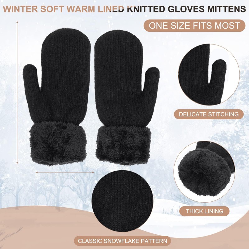 Eohak Women Men Winter Gloves Warm Lining - Winter Knitted