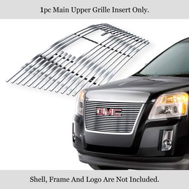 APS Compatible with 2010-2015 GMC Terrain with Logo Show Main Upper Stainless Steel Silver 8X6 Horizontal Billet Grille Insert G66743C