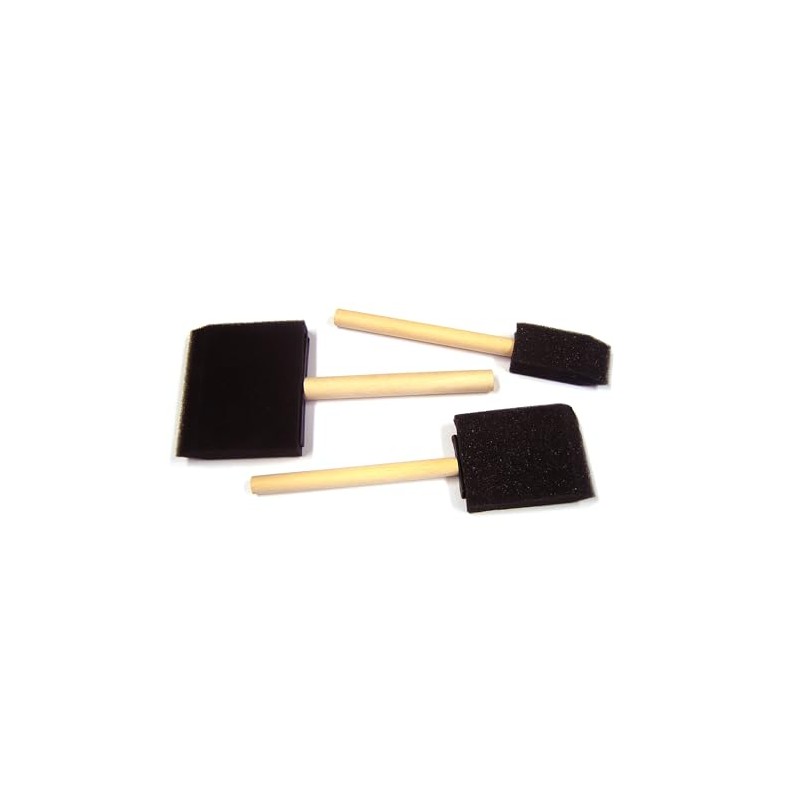 Major Brushes Wooden Handle Foam Brushes Set of 3