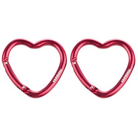 Munkees Carabiner Heart Heart Shaped Carabiner Hook Key Pendant, Multipurpose, Red Aluminum 3221, Doublepack